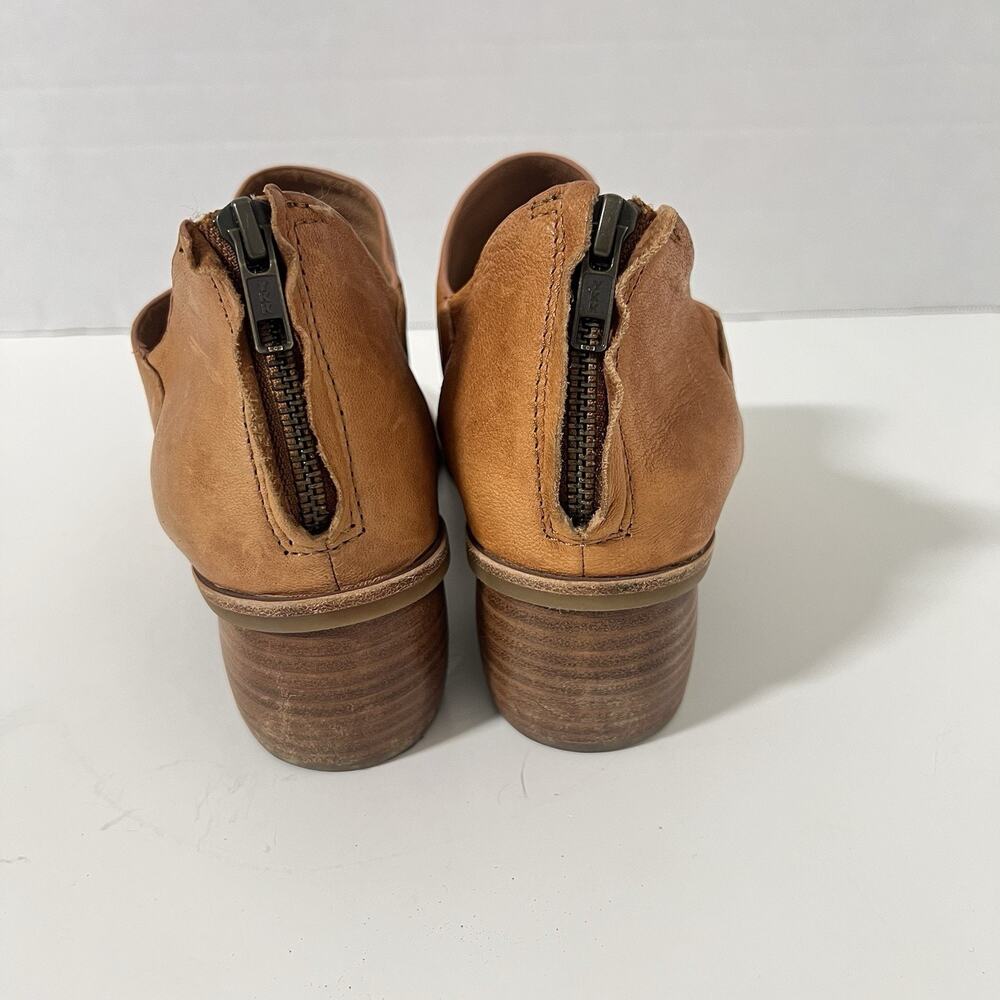Sofft Carleigh Leather Peep Toe Booties Size 9 Luggage Tan Shoes Comfort - Picture 4 of 8